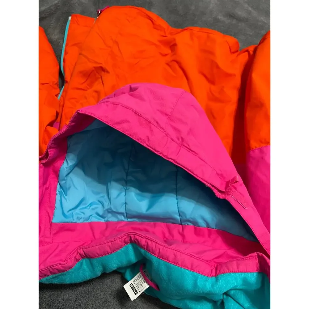 Wedze Decathlon Kids 10 yr old Ski Jacket Neon Pink Orange Waterproofof Coat